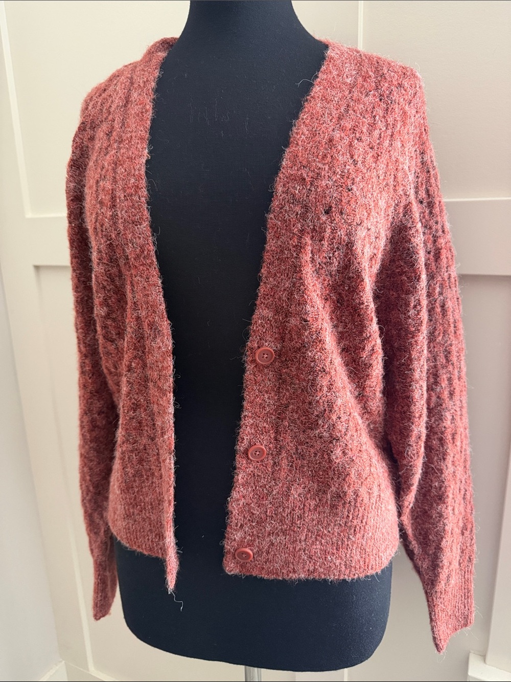 RW&CO. Fuzzy Button-Front Cardigan in Rust